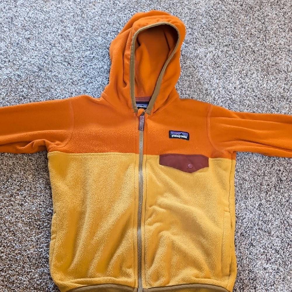 Patagonia Orange and Yellow Fleece Jacket